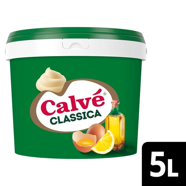 Calvé Maionese Classica 5L - La maionese Classica Calvé, preparata con ingredienti semplici e di qualità e dal gusto irresistibile amato dagli italiani, è perfetta per soddisfare tutte le esigenze culinarie.
