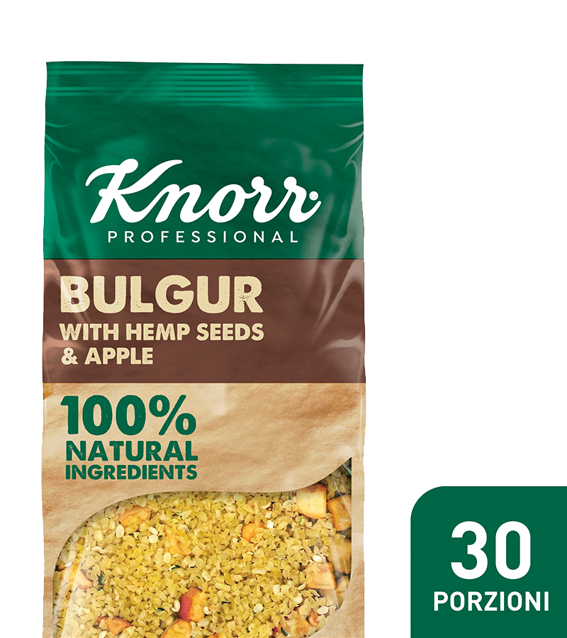 Bulgur con semi di canapa e mela - I nuovi Smartfood di Knorr Professional sono 100% naturali e permettono di creare con facilità piatti nutrienti ed equilibrati.