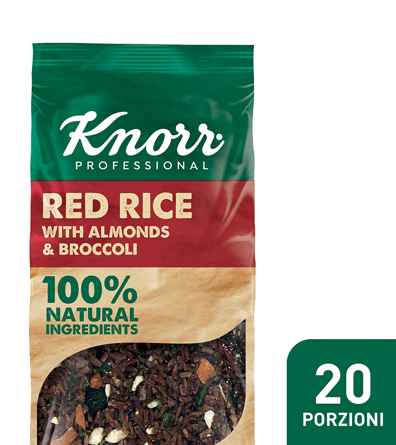 Knorr Riso rosso con mandorle e broccoli - I nuovi Smartfood di Knorr Professional sono 100% naturali e permettono di creare con facilità piatti nutrienti ed equilibrati.