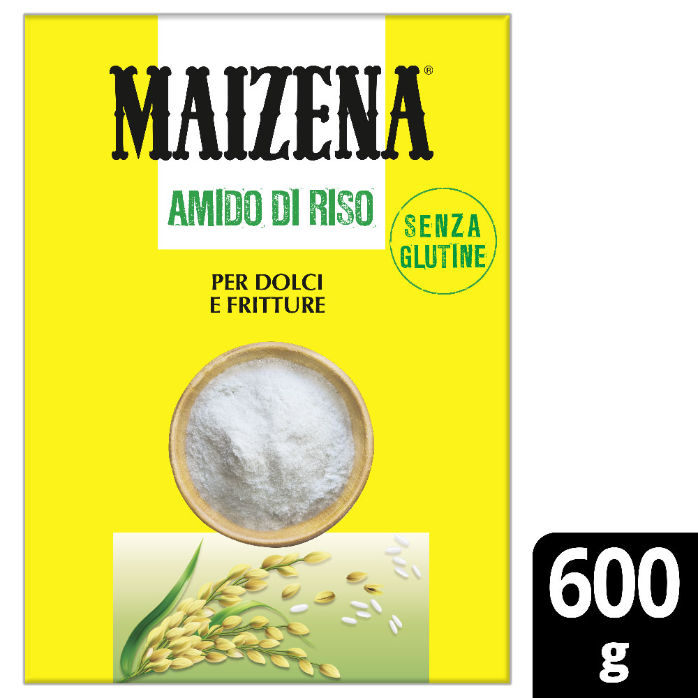 Maizena Amido di riso - L'amido di riso è senza glutine ed è utilizzabile sia nelle preparazioni dolci, dove aiuta a rendere gli impasti più leggeri, sia nelle preparazioni salate, dove dona più elasticità.