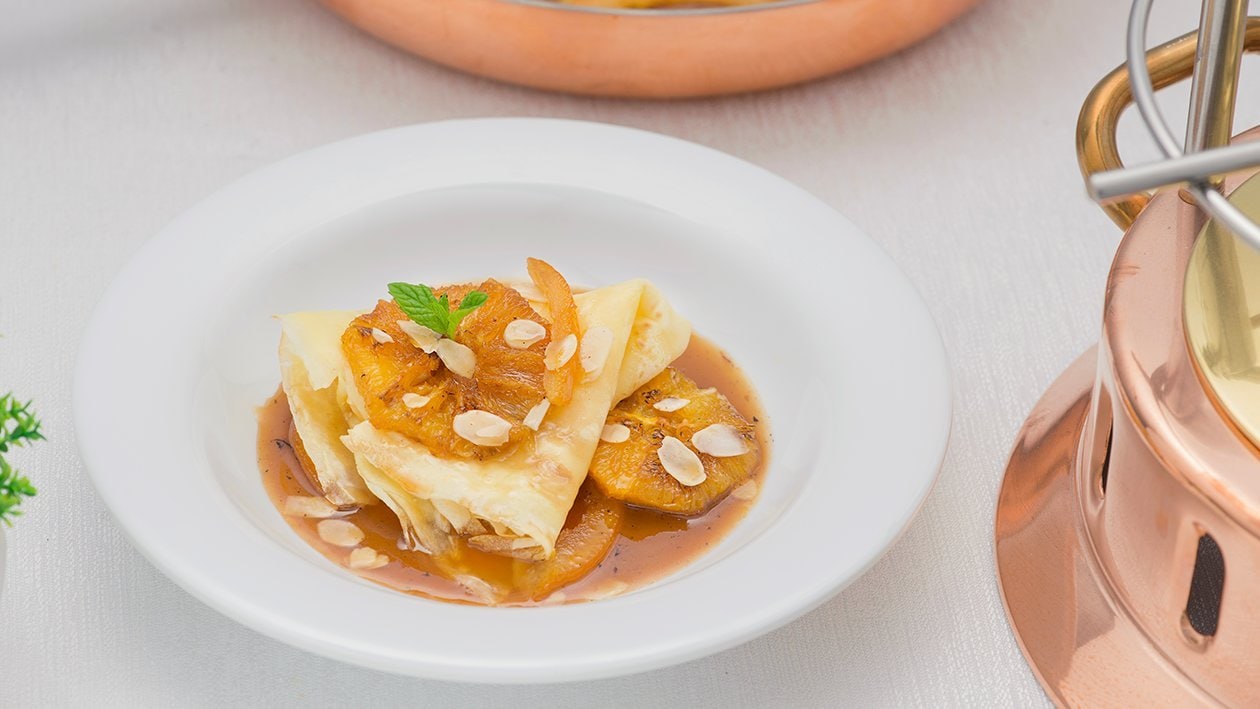 Crepes Gluten Free con salsa al caramello e arance – - Ricetta