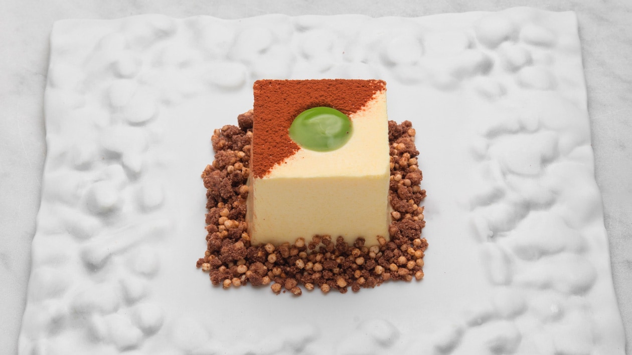 Cubo di tiramisù con cuore di pistacchio – - Ricetta
