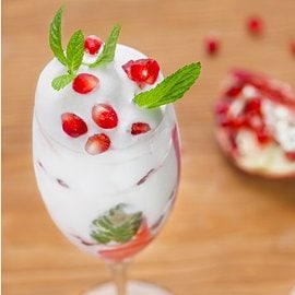 Sorbetto al limone, melagrana e menta