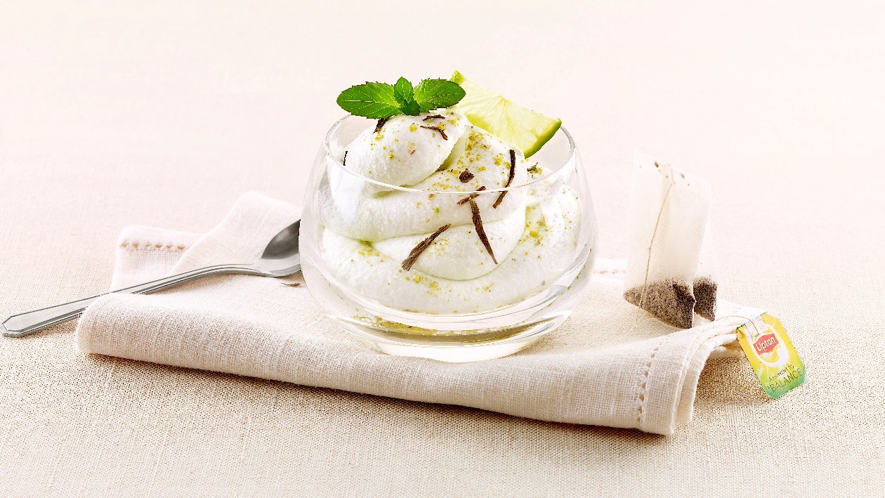 Sorbetto al limone, tè verde e menta