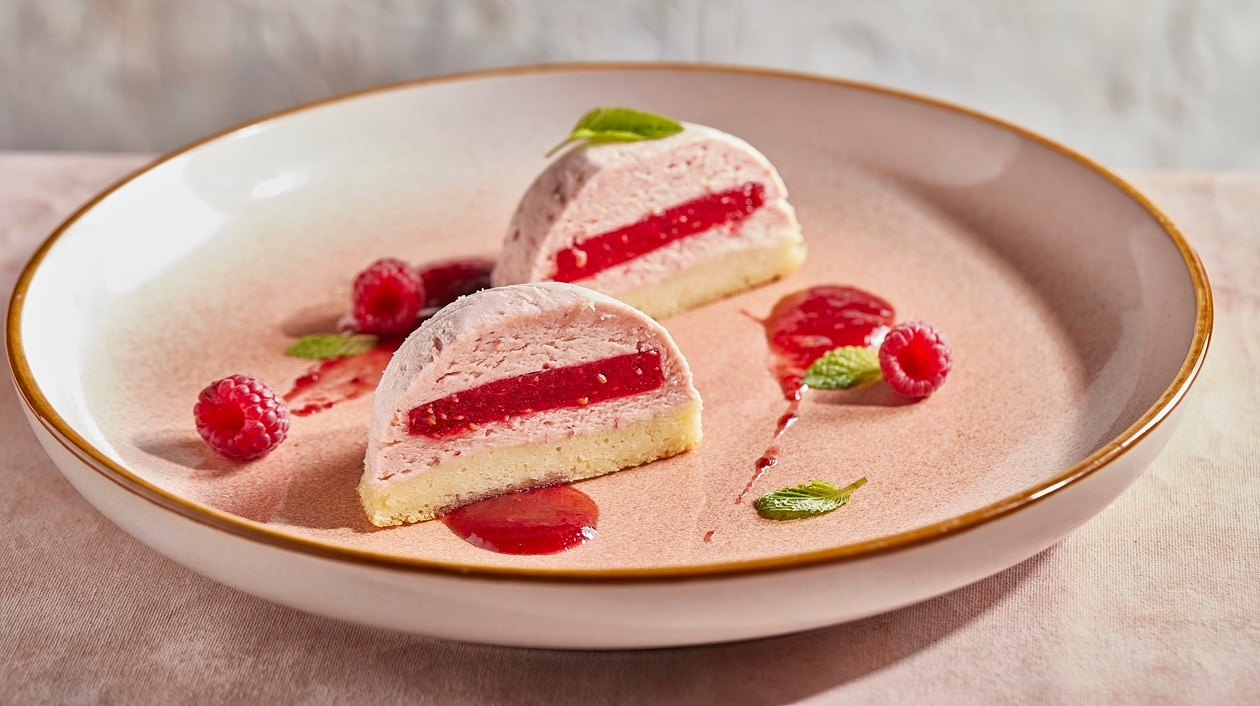 Mousse al lampone con gelée ai lamponi