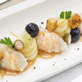 Baccalà mantecato con puré di patate e salsa di carpione Baccalà mantecato con puré di patate e salsa di carpione