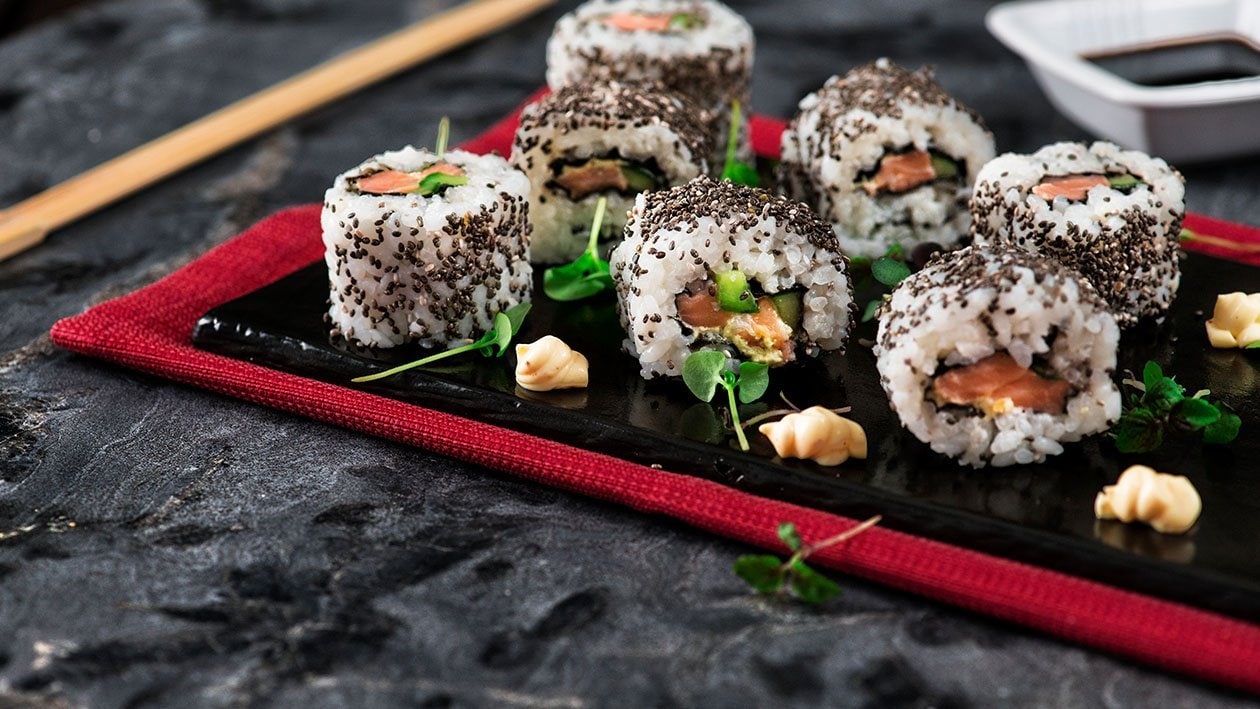 California rolls con salmone cetriolo e salsa senape e miele – - Ricetta