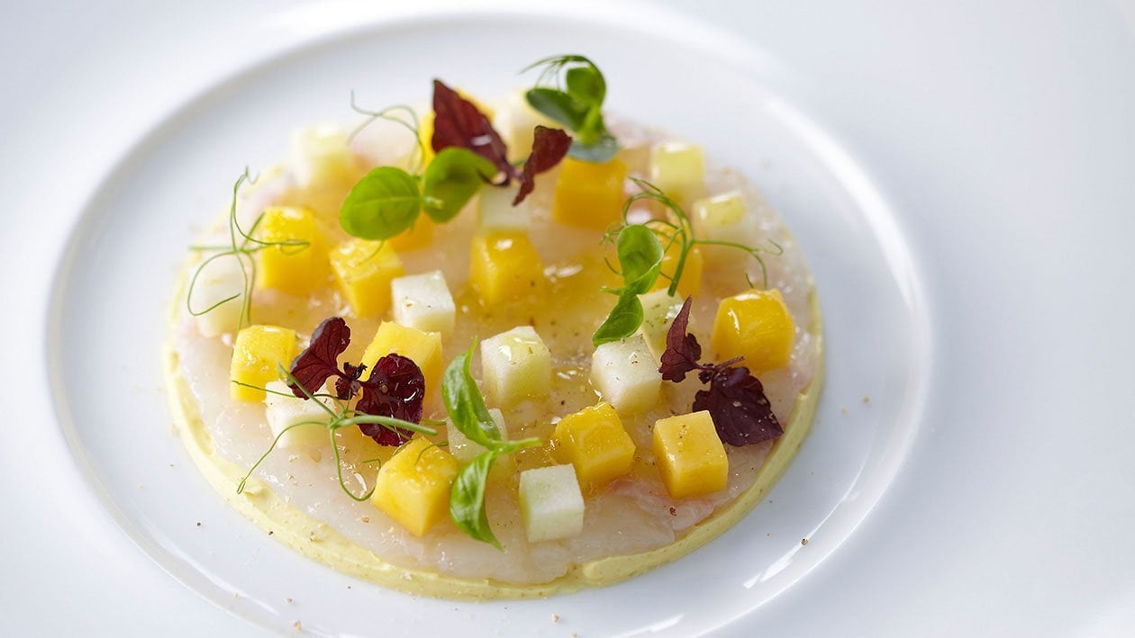 Carpaccio di scampi con curry, mango e mela verde – - Ricetta