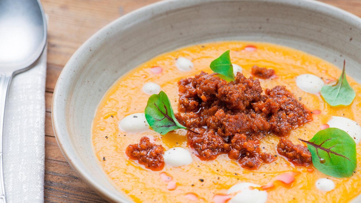 Crema di zucca con 'Nduja e fonduta al caprino – - Ricetta
