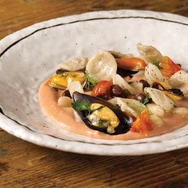 Orecchiette in zuppa di fagioli e cozze profumate al rosmarino Orecchiette in zuppa di fagioli e cozze profumate al rosmarino