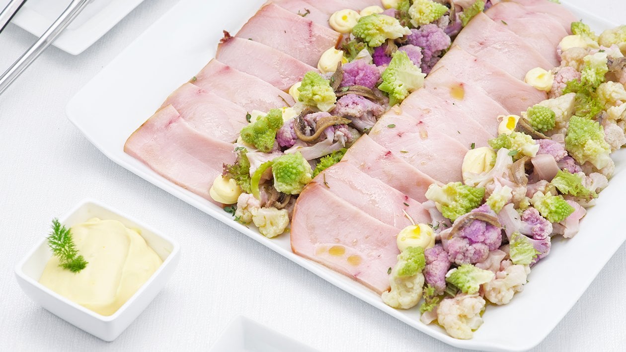 Pesce spada affumicato con cavolfiori, acciuga e maionese allo zafferano e limone – - Ricetta