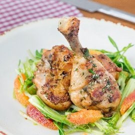 Pollo alla piastra con insalatina di arance e cicorielle
