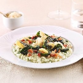 Risotto al cavolo nero e pancetta con parmigiano crispy