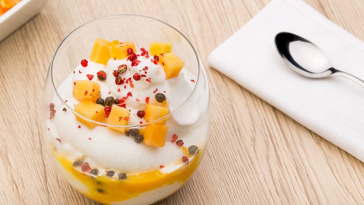 sorbetto al limone e pepe rosa con salsa alla papaya – - Ricetta