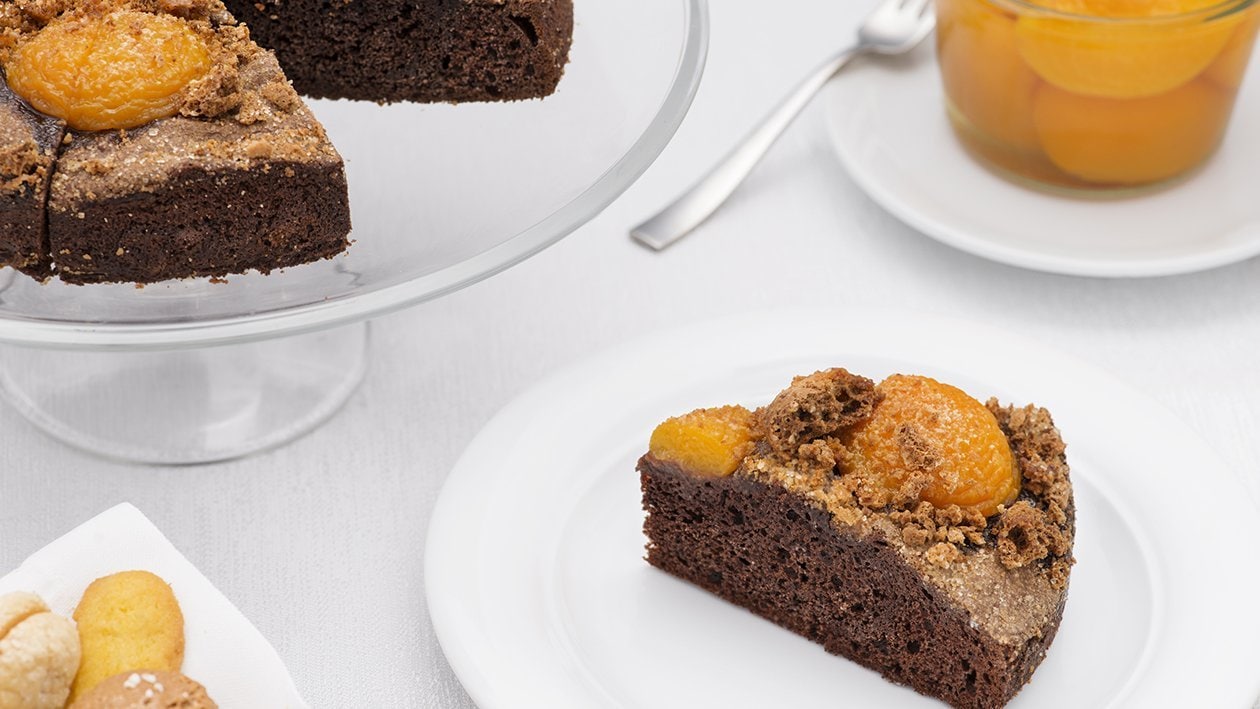 Torta al cioccolato, pesche e amaretto – - Ricetta