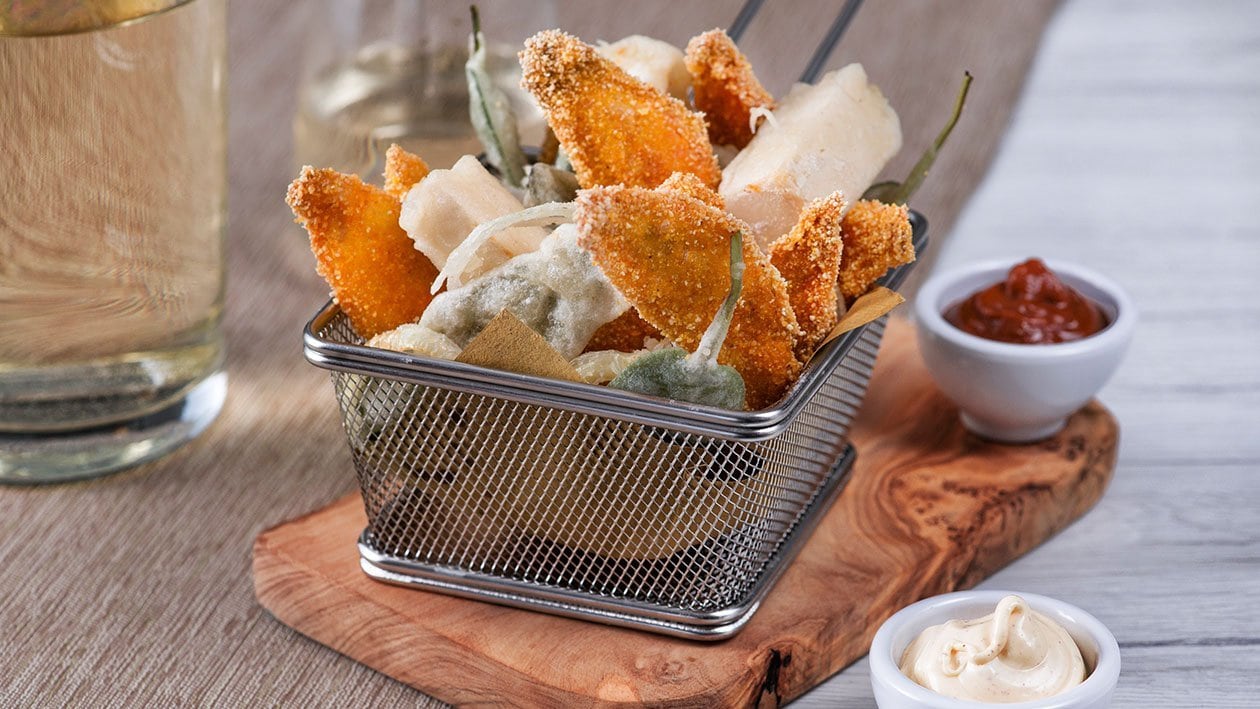 Triglie fritte in polenta con tofu in tempura – - Ricetta