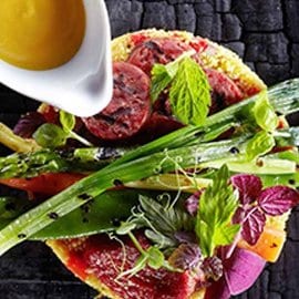 Verdure grigliate con chorizo e cous cous Verdure grigliate con chorizo e cous cous