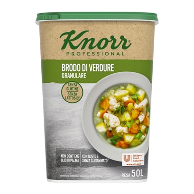 Brodo Verdure granulare knorr - La nuova range di Brodi Knorr è la base perfetta per impostare i tuoi piatti. Senza glutine e senza glutammato.