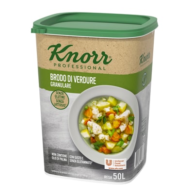 Brodo Verdure granulare knorr - La nuova range di Brodi Knorr è la base perfetta per impostare i tuoi piatti. Senza glutine e senza glutammato.