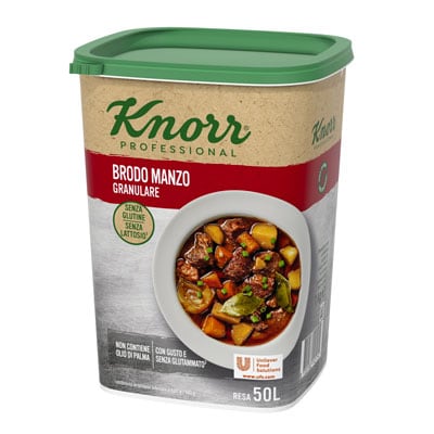 Knorr Brodo Manzo Granulare Senza Glutine 1 Kg - La nuova range di Brodi Knorr è la base perfetta per impostare i tuoi piatti. Senza glutine e senza glutammato .