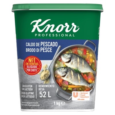 Knorr Professional brodo di pesce granulare 1Kg senza glutine senza lattosio - Il brodo pesce senza glutine e senza lattosio di Knorr Professional è la base perfetta per impostare i tuoi piatti gluten e lactose free.