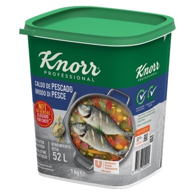 Knorr Professional brodo di pesce granulare 1Kg senza glutine senza lattosio - Il brodo pesce senza glutine e senza lattosio di Knorr Professional è la base perfetta per impostare i tuoi piatti gluten e lactose free.