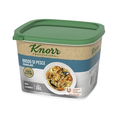 Knorr brodo di pesce granulare 550gr senza glutine - La nuova range di Brodi Knorr è la base perfetta per impostare i tuoi piatti. Senza glutine e senza glutammato.