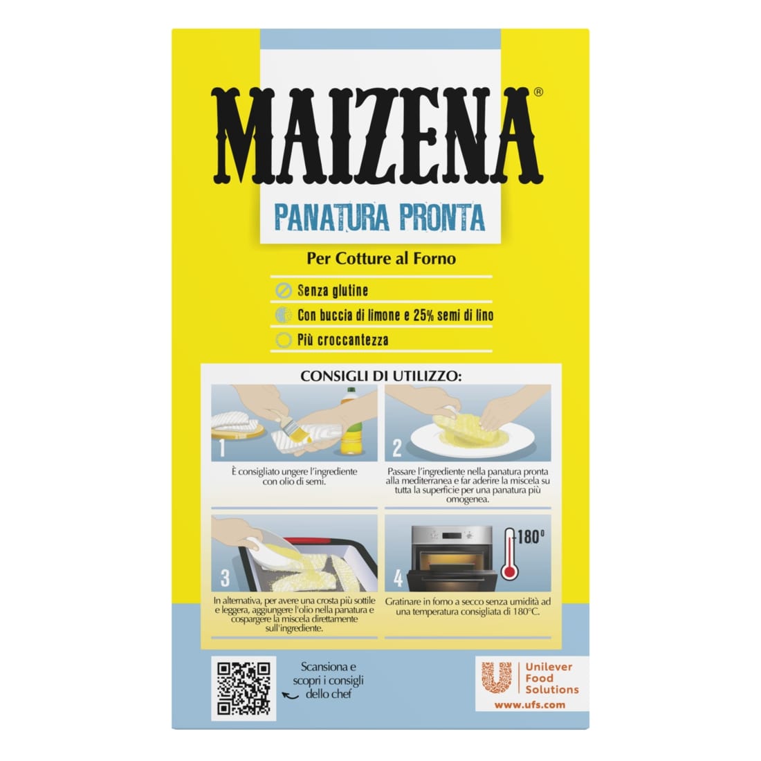 Maizena Panatura Mix Mediterranea - Gli ingredienti già miscelati permettono allo chef di abbreviare i tempi di lavorazione in cucina e di evitare i rischi di contaminazione da glutine