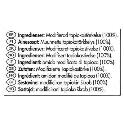 Amido di tapioca Maizena - Maizena Tapioca, è un amido modificato di tapioca, dalla massima stabilità che permette di addensare e creare salse e glasse al vino, 
all’aceto e a base di frutta acida come limone e frutti di bosco.
Inoltre è un ingrediente ideale per creare frolle, creme da farcitura e gelée per dessert totalmente vegani