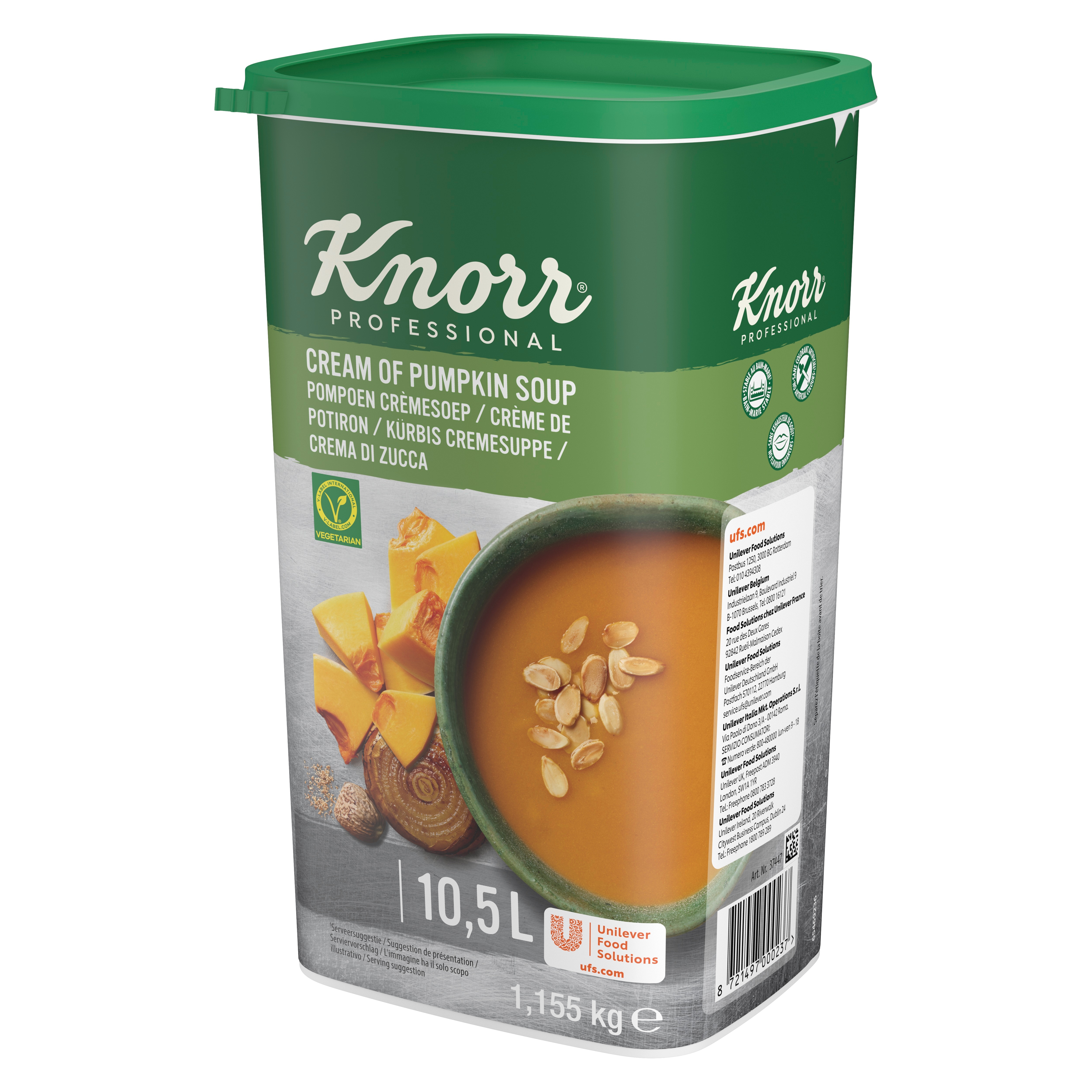 Knorr Professional Crema di Zucca 1,15 Kg - La Crema di Zucca Knorr Professional è una base in crema personalizzabile, dal colore naturale di zucca, che permette di trasformare una semplice base di cucina in un piatto creativo e di valore.