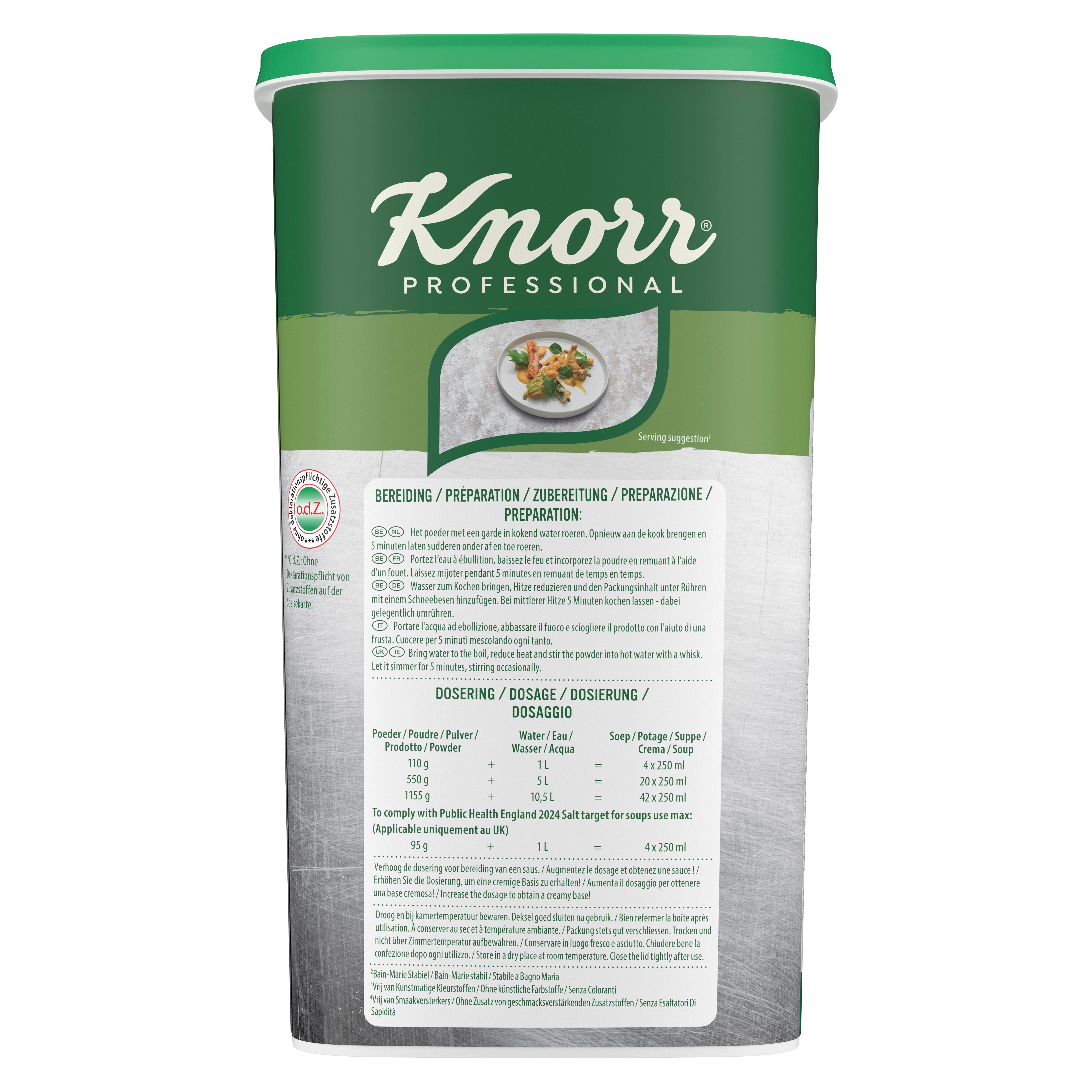 Knorr Professional Crema di Zucca 1,15 Kg - La Crema di Zucca Knorr Professional è una base in crema personalizzabile, dal colore naturale di zucca, che permette di trasformare una semplice base di cucina in un piatto creativo e di valore.
