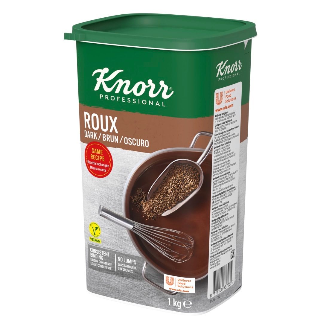 Knorr Roux Bruno istantaneo granulare 1 Kg - Il Roux è una base legante indispensabile per la preparazione di tutte le tue salse in cucina