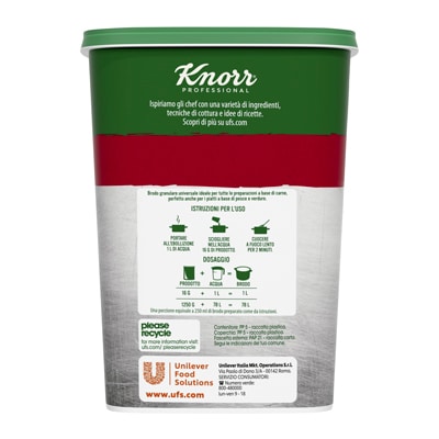Knorr Brodo Elite Granulare 1,25 Kg - Il brodo Elite Knorr è perfetto grazie al suo gusto perfettamente bilanciato, il colore ambrato, la trasparenza impeccabile e la solubilità istantanea.