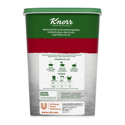 Knorr Brodo Elite Granulare 1,25 Kg - Il brodo Elite Knorr è perfetto grazie al suo gusto perfettamente bilanciato, il colore ambrato, la trasparenza impeccabile e la solubilità istantanea.