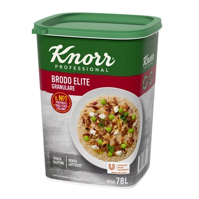 Knorr Brodo Elite Granulare 1,25 Kg - Il brodo Elite Knorr è perfetto grazie al suo gusto perfettamente bilanciato, il colore ambrato, la trasparenza impeccabile e la solubilità istantanea.