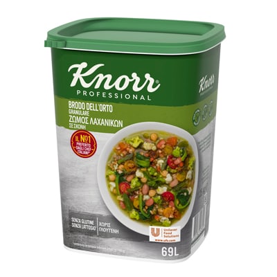 Knorr Brodo dell’Orto Granulare 1,25 Kg - Il gusto equilibrato, la presenza visibile di pezzi di verdure selezionate e la solubilità perfetta rendono il Brodo dell’Orto Knorr il brodo di verdure preferito dagli Chef*.