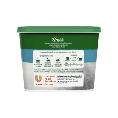 Knorr brodo di pesce granulare 550gr - Il Brodo di Pesce Knorr esalta il sapore di tutti i piatti a base di pesce.