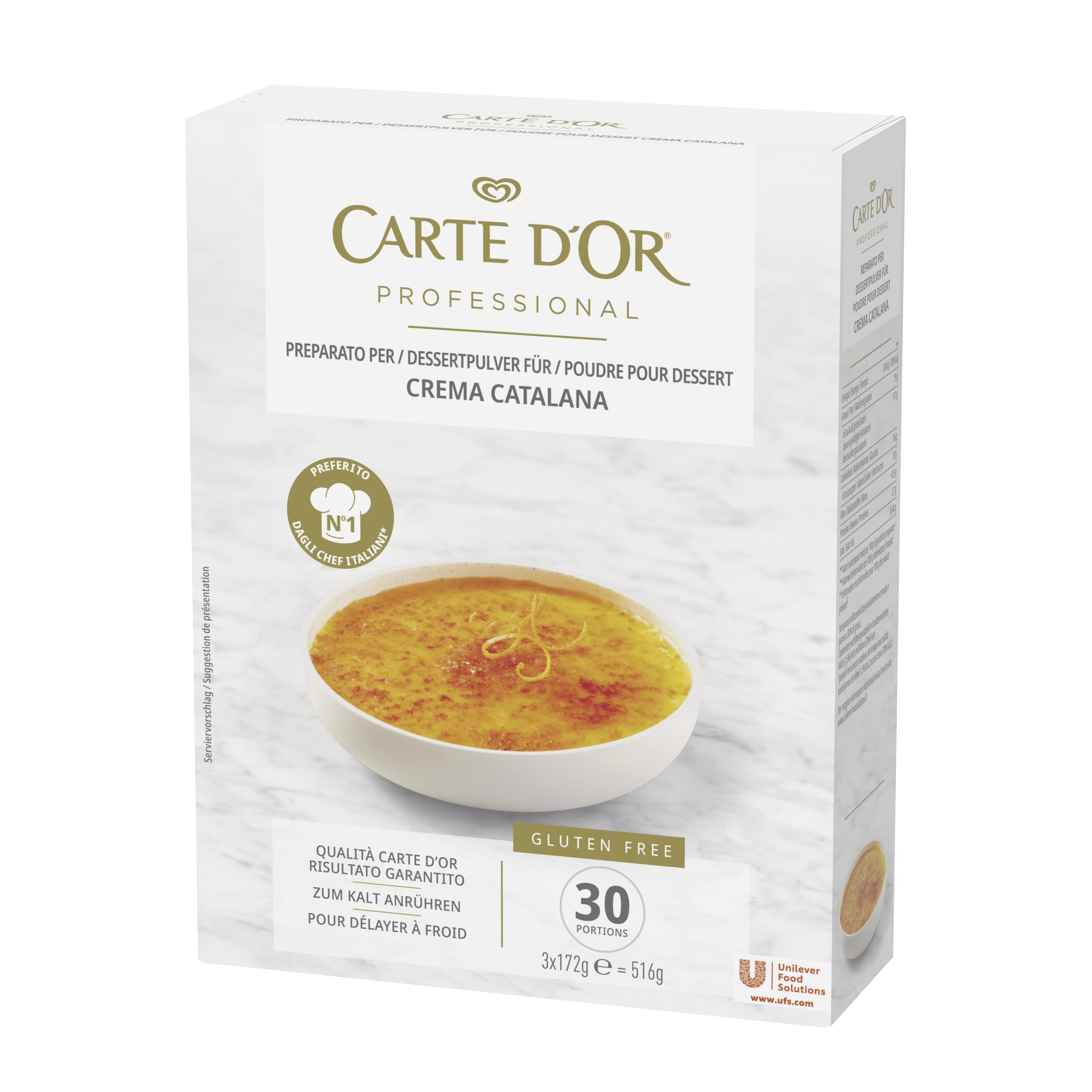 Carte d’Or preparato in polvere per Crema Catalana 516 Gr - La Crema Catalana Carte d'Or ha gusto, colore e consistenza caratteristici della ricetta originale spagnola. Per questo è la migliore per gli Chef*. Finalmente senza glutine. 