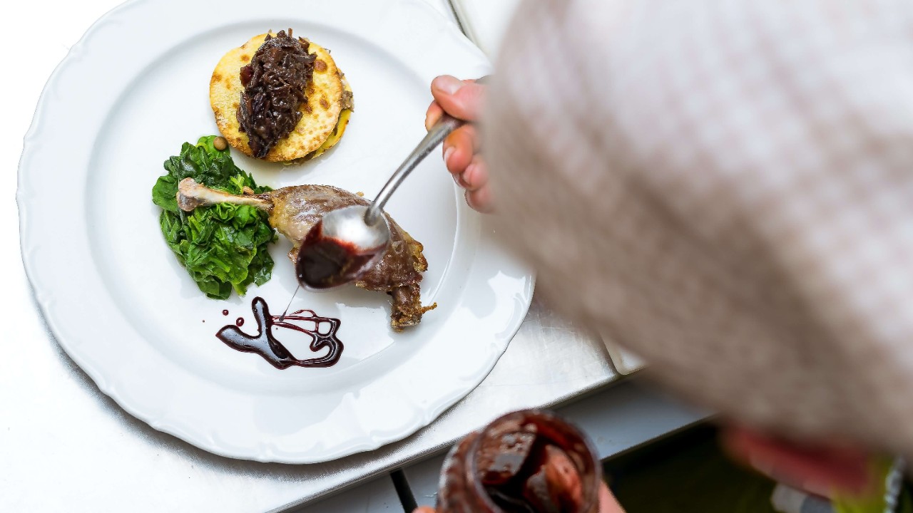 Main dish on round plate Main dish on round plate